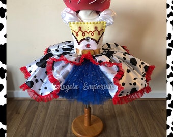 Short Jessie Tutu Dress Toy Story Costume Cowboy Cowgirl Woody Cosplay Princess Satin Ball Gown Cow Print Pageant Birthday Party Halloween