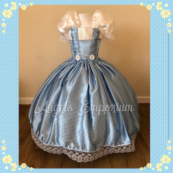 wizard of oz homecoming theme dress Dorothy Tutu Costume Pageant Ball Gown Princess Outfit Blue White Gingham Satin Party Cosplay Handmade Outfit wizard of oz inspired outfits
