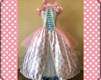 Little BO PEEP Tutu Dress Toy Story Cosplay Costume Baby Pink Polka Dot Princess Satin Ball Gown Pioneer Bonnet Pageant Birthday Party Adult