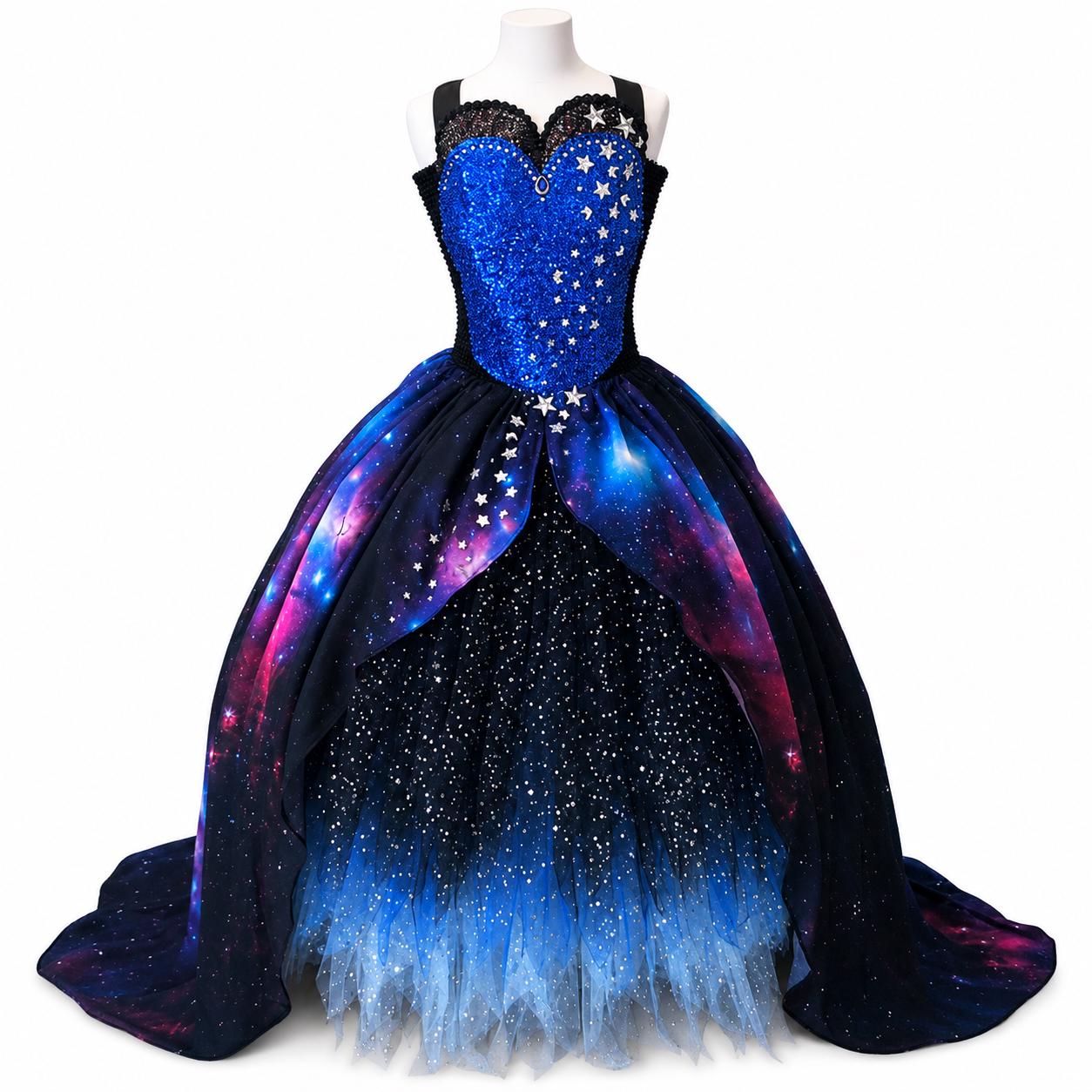 galaxy dress blue Ladies Stunning Glittering Tutu Swarovski Black Ball Gown Party Pageant Halloween Costume Space Moon Stars Chiffon Skirt galaxy themed dress