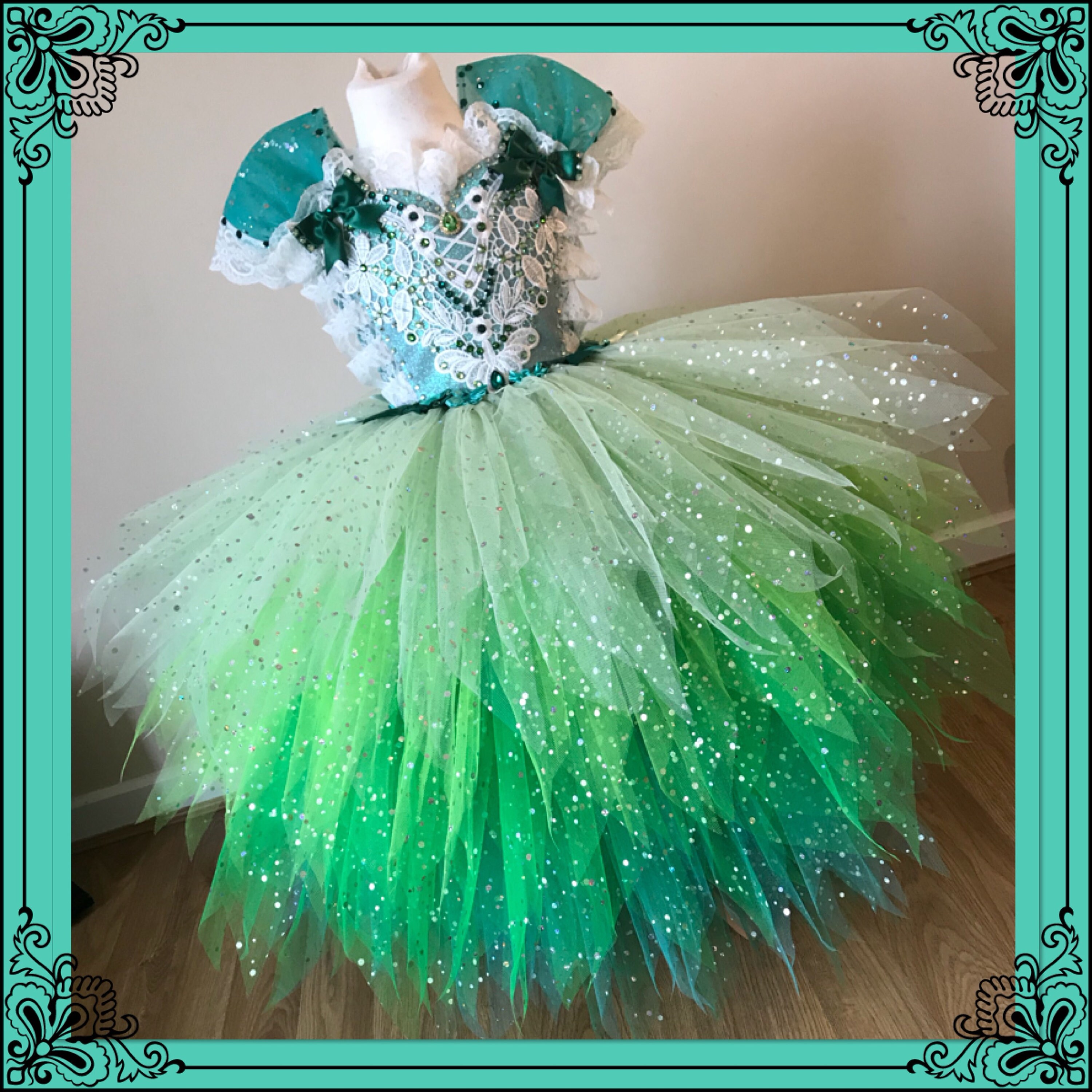Beautiful Mint Green Emerald Princess Ballerina Fairy Tutu Dress