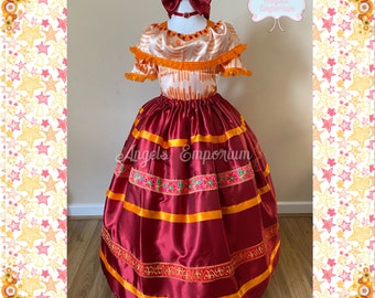 Encanto Dolores Madrigal Inspired Tutu Dress Columbia Skirt Halloween Costume Pageant Ball Gown Cosplay Birthday Party Outfit Headband