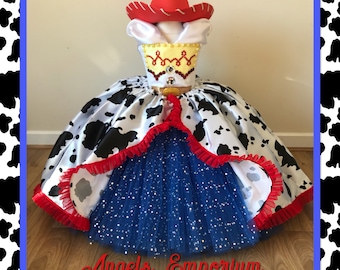 Jessie Tutu Dress Toy Story Costume Cowboy Cowgirl Woody Cosplay Princess Satin Ball Gown Cow Animal Print Pageant Birthday Party Halloween