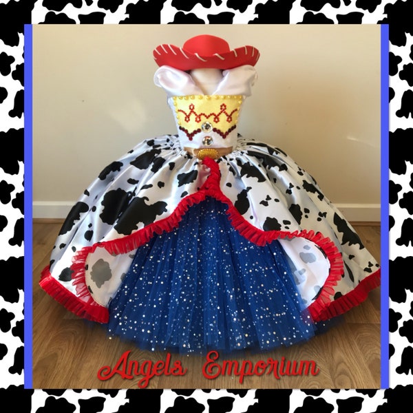 Jessie Tutu Dress Toy Story Costume Cowboy Cowgirl Woody Cosplay Princess Satin Ball Gown Cow Animal Print Pageant Birthday Party Halloween