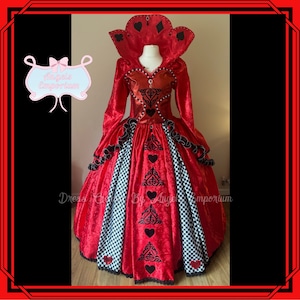 The Queen Tutu Dress Red Evil Queen of Hearts Costume Royal Gown Cosplay Theatre Regal Ball Gown Crochet Top Elasticated Halloween Costume