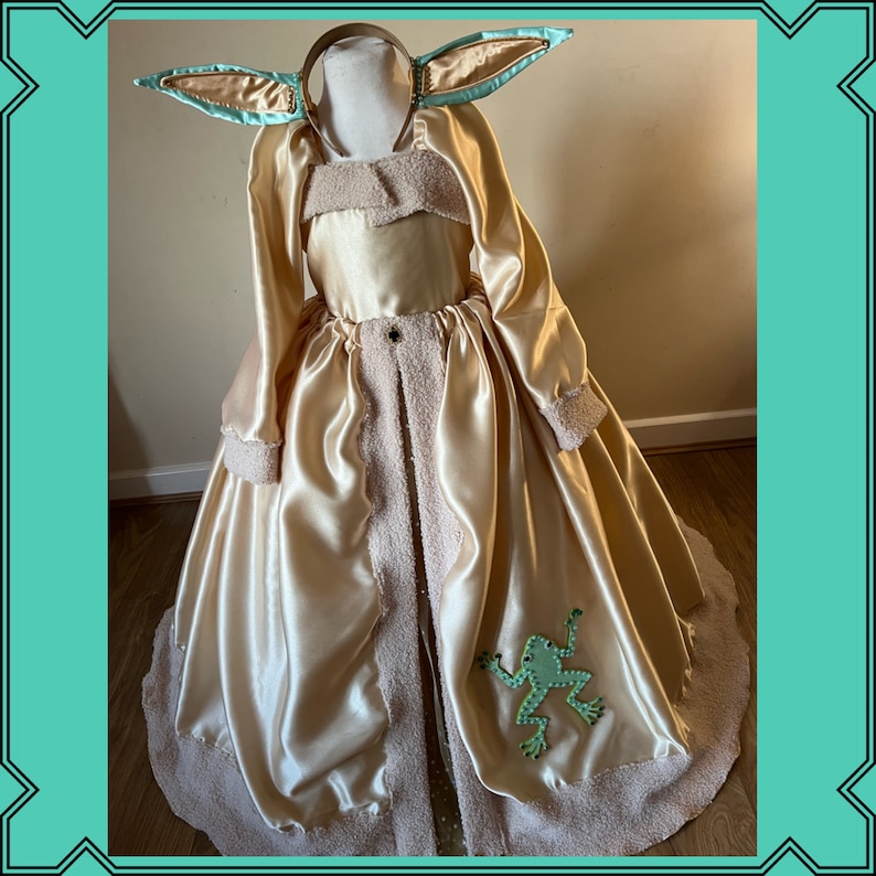 Vestido de tul de lujo inspirado en la película Star Wars de Baby Yoda y Grogu, vestido de gala, traje de desfile, disfraz de rana para fiesta de cumpleaños y Halloween imagen 5