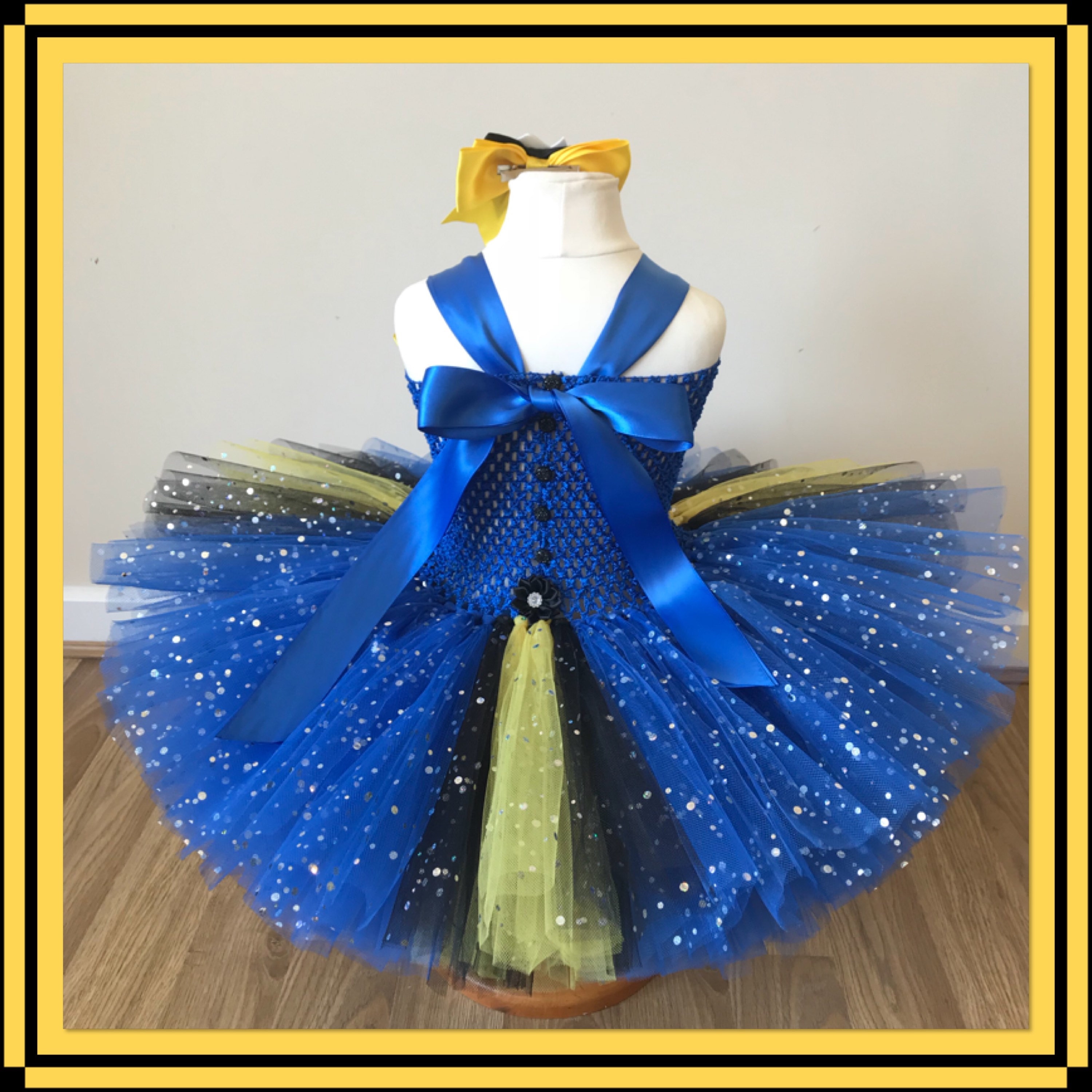 Tutu dress yellow royal blue cheap
