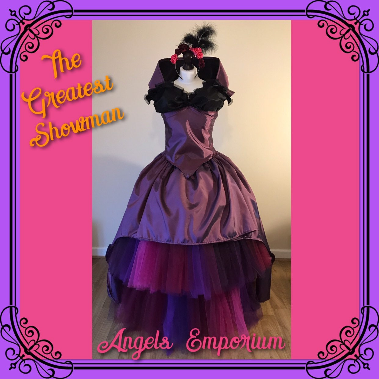 The Greatest Showman The Bearded Lady Caberet Musical Tutu Dress Theatrical Cosplay Costume Stageshow Gown Pageant Plum Burgundy Adult Sizes