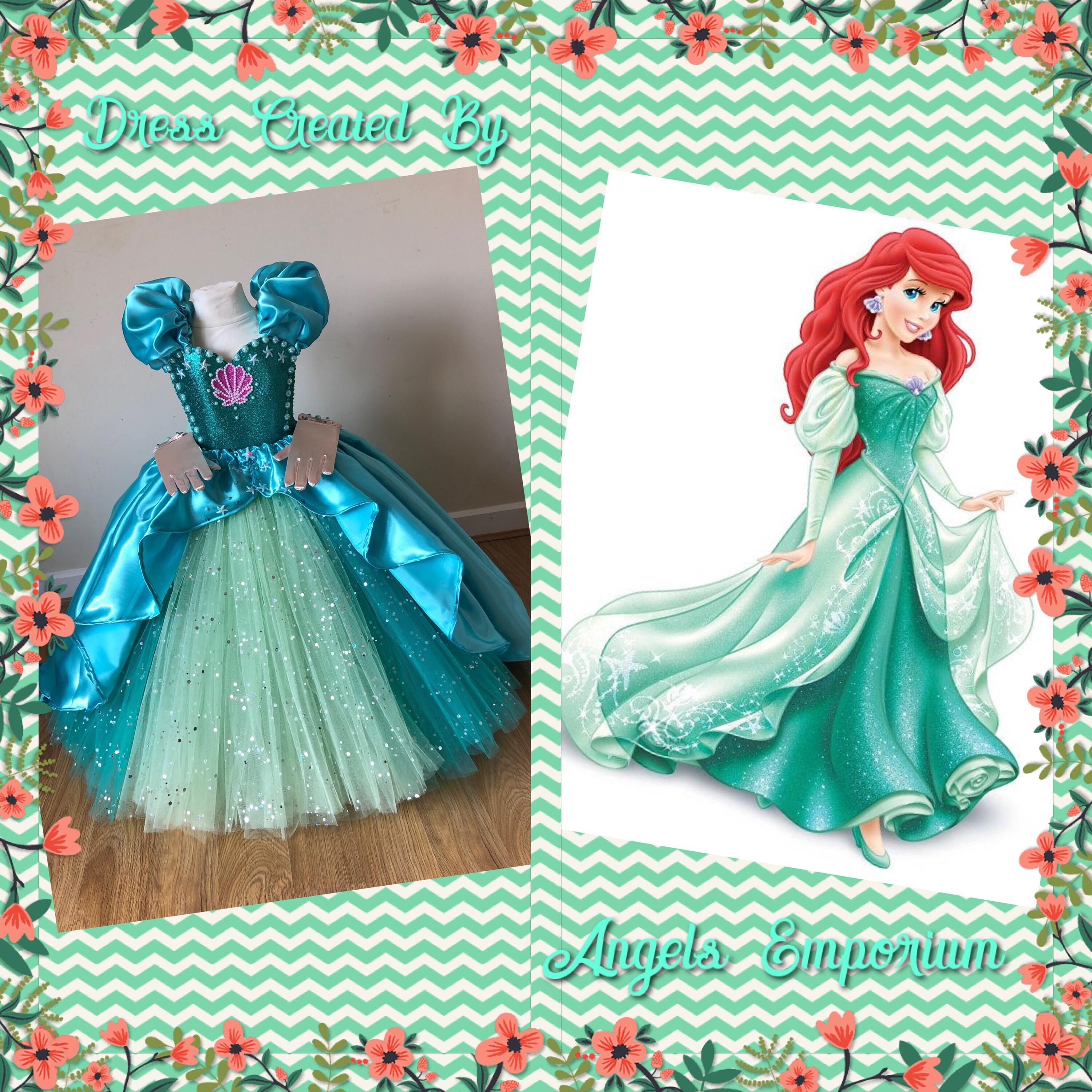 Princess Ariel the Little Mermaid Inspired Tutu Dress Satin Aqua Green Ball  Gown Birthday Party Outfit Pageant Wear Halloween Costume - Etsy