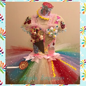 Candy Land Theme Tutu Dress Rainbow Sweets Treats Lollipop Pageant ...