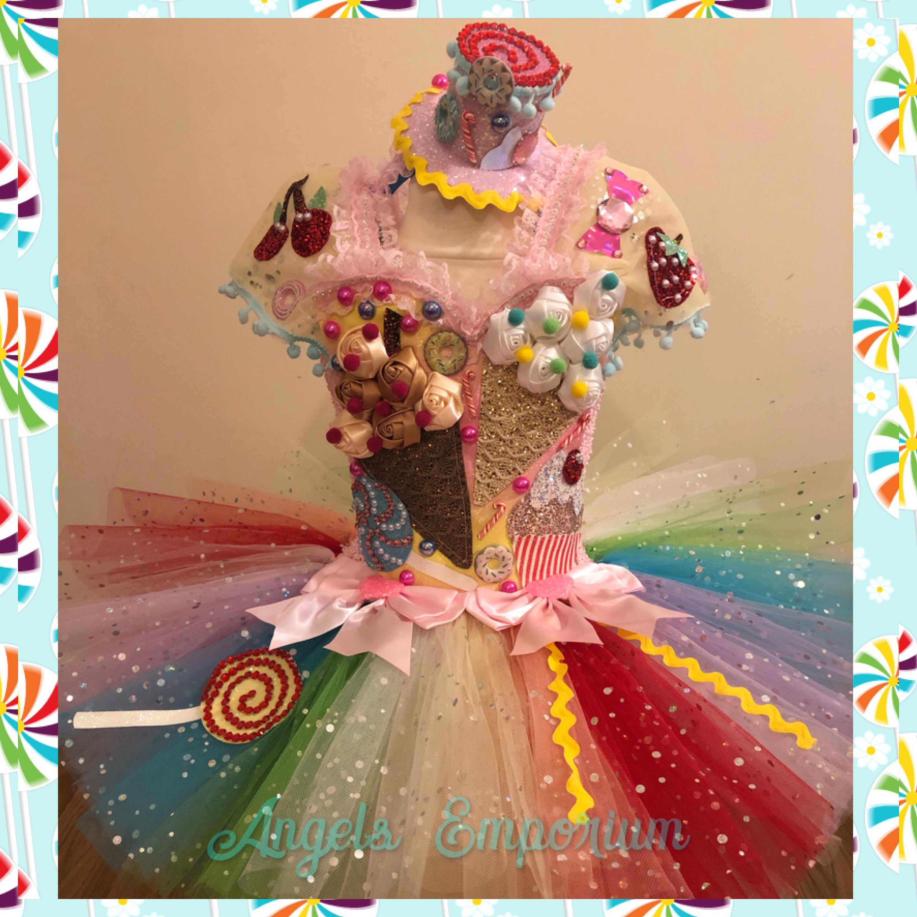Candy Land Theme Tutu Dress Rainbow Sweets Treats Lollipop Pageant