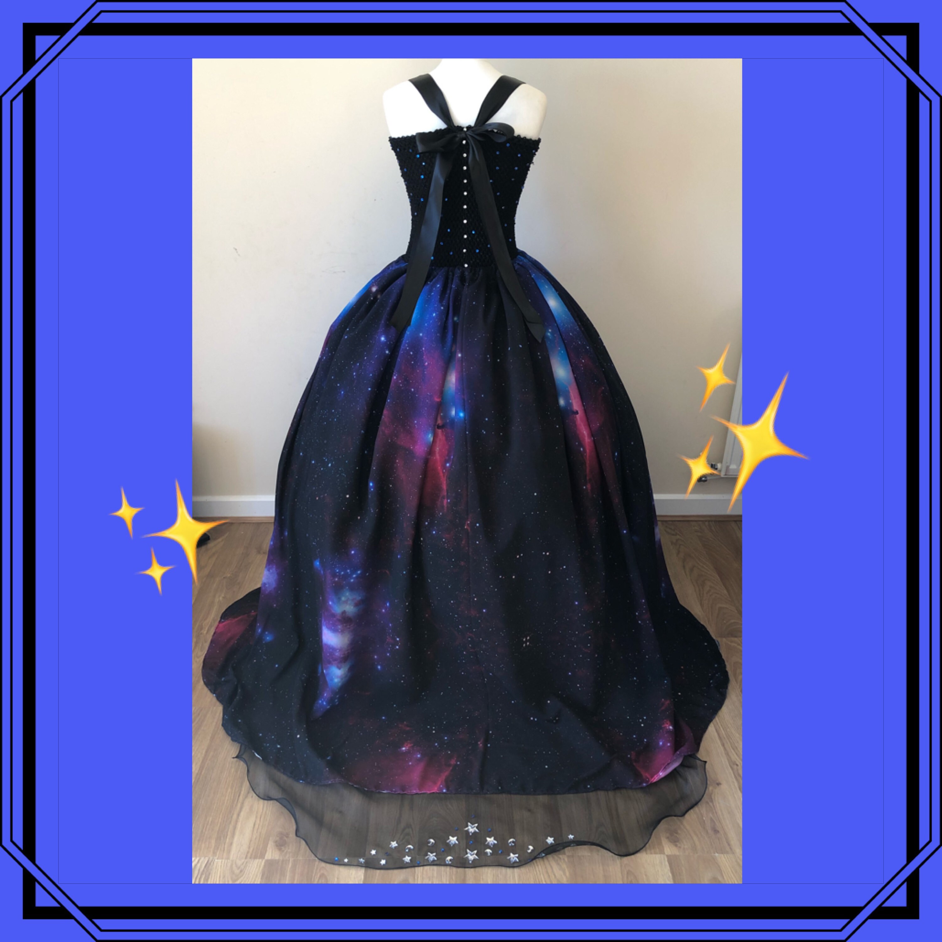 galaxy blue black starry fairy dress Free Bernat Leaf & Lace Set Knitting Pattern main image 1
