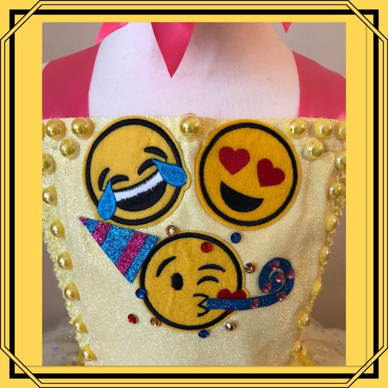 The Ultimate Emoji Party Tutu Dress Lemon Yellow Bright Pink Etsy