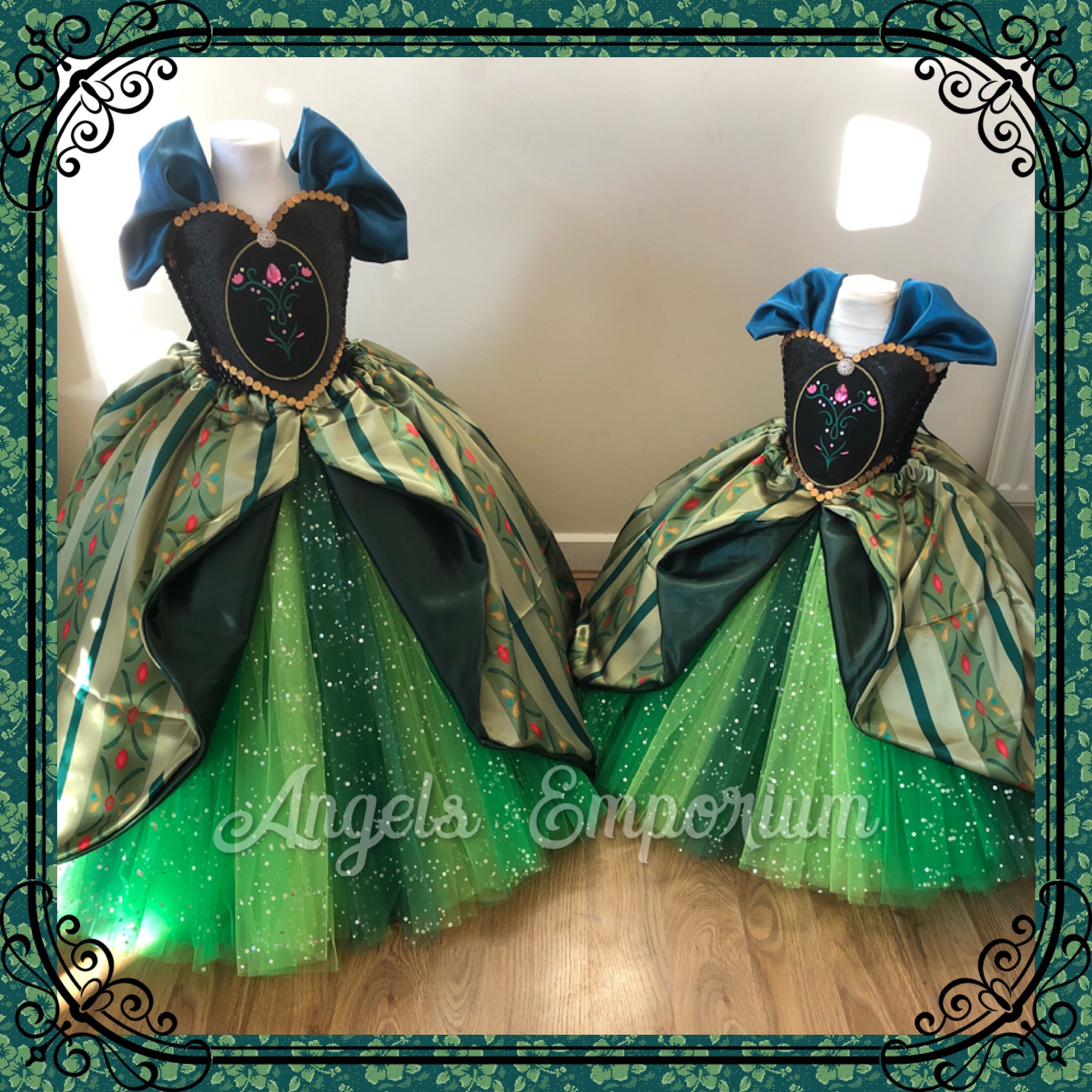 green emerald velvet dress Disney Collection Anna Coronation Costume main image 1