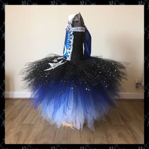 The Moon & Stars Halloween Costume Tutu Party Dress Sparkly Pageant Gala Ball Gown Black and Blue Tutu A Unique Gift. image 4