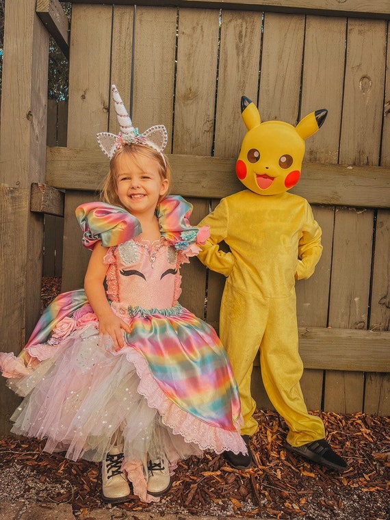 Disfraz de unicornio niña, fibra sintética, incluye vestido y