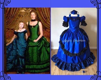 interview with a vampire green dress Claudia Gown Cosplay Theatre Royal Blue Regal Ball Gown Crochet Top Halloween Costume Gothic Period Victorian shop unlaced