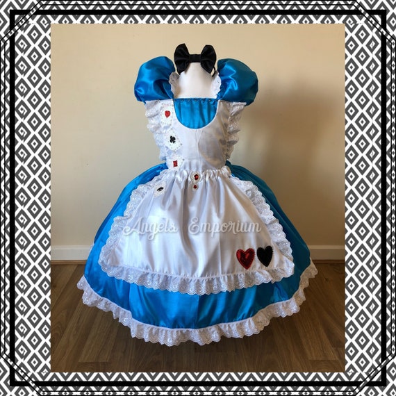 Luxury Alice in Wonderland Inspired Tutu Dress Costume Cosplay Sparkly  Skirt Apron Birthday Mad Hatter Tea Party Princess Pageant Ball Gown 