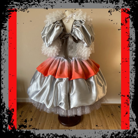 Luxury It Pennywise Tutu Dress Killer Clown Halloween Costume Cosplay Princess Satin Gown Pageant Birthday Party Neck Ruffle Horror Film