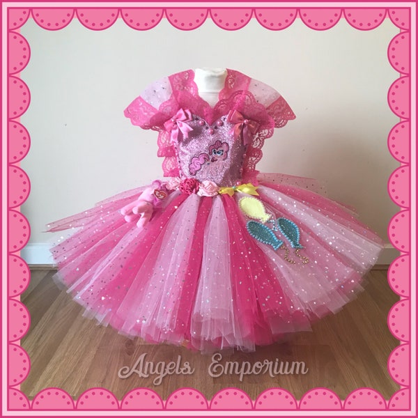 Pony Pinkie Pie Inspired Tutu Dress - Pink Dressing Up Costume Sparkly Princess. Pageant Gala Unicorn Ball Gown Tutu Little Pony Costume