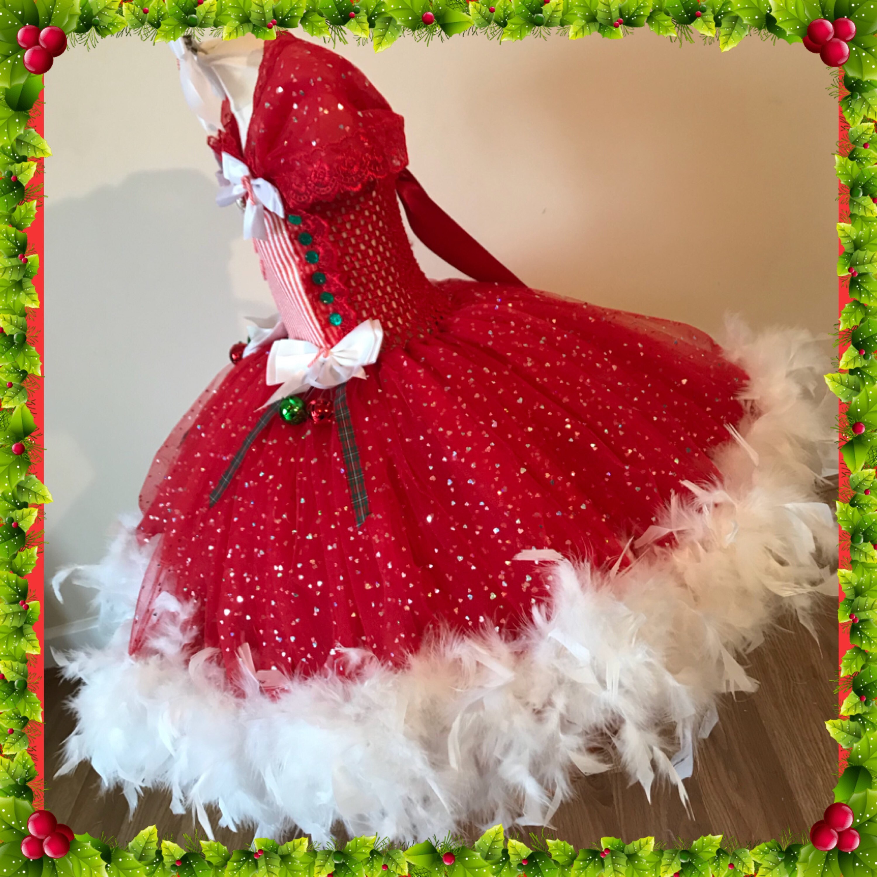 Candy Cane Christmas Party Pageant Tutu Dress Red White Etsy UK