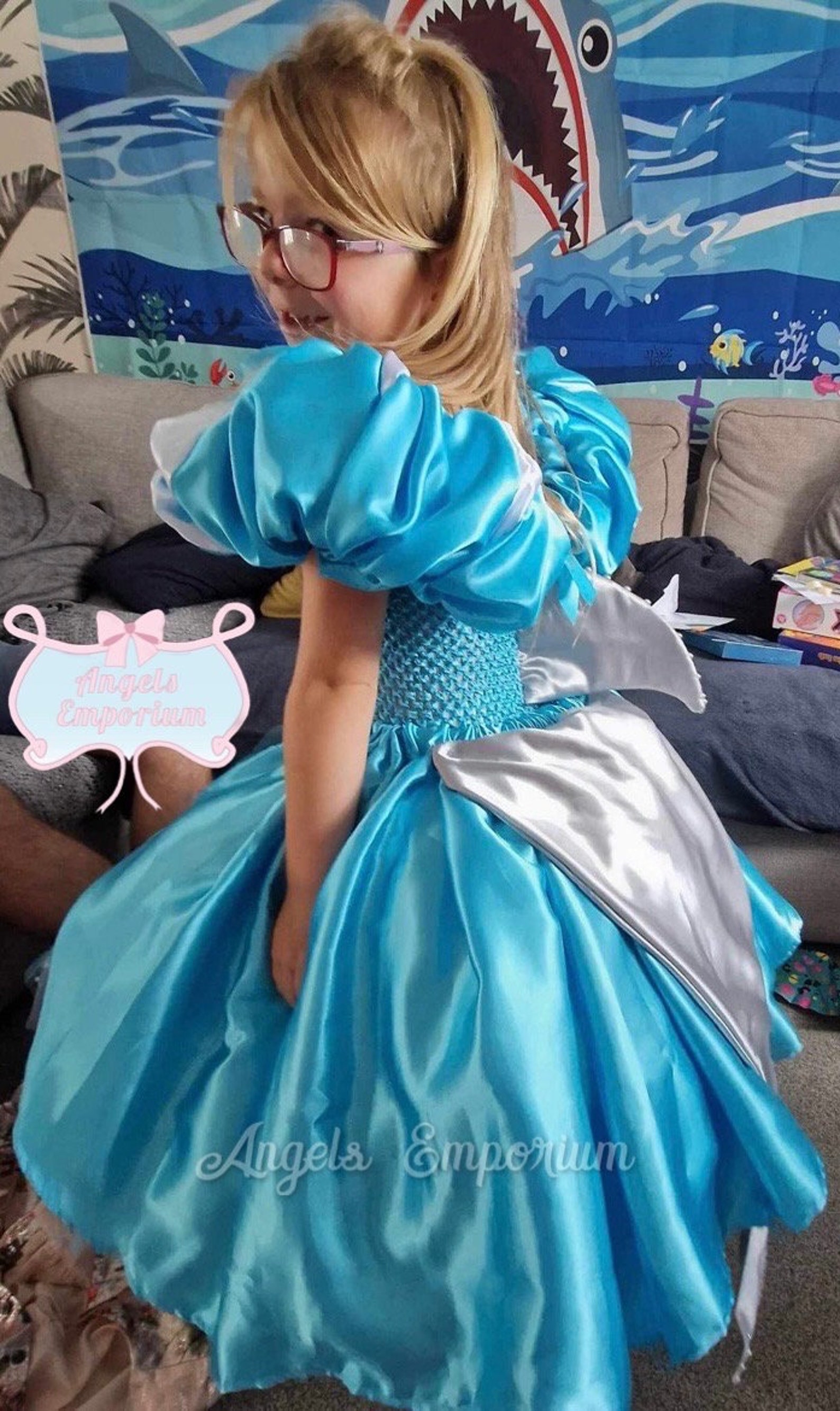 Luxury Jaws Theme Shark Fin Tutu Dress Fish Tail Halloween Costume ...