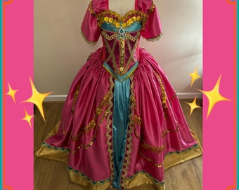 Vestido de tutú fucsia inspirado en la película de Aladdin, princesa  Jasmine, con monedas de oro, vestido de baile brillante, fiesta de  cumpleaños,