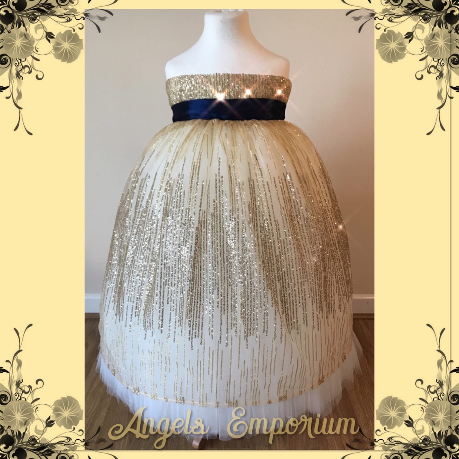 Sparkle Gold Glitter Flower Girl Tutu Dress Wedding Etsy