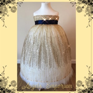 Gold Sequin Lace and Appliqué Dress, Elegant Prom Dress, Gold Evening  Dress, Wedding Reception Dress, African Lace Evening Gown, 