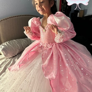 Long Sleeve Princess Ariel The Little Mermaid Inspired Tutu Dress Pink Sparkly Ball Gown Birthday Party Outfit Pageant Halloween Costume