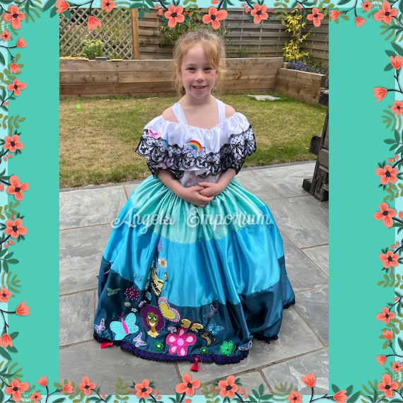 party city encanto dress Mirabel Dress, Encanto Baby Girl Dress Costume, Toddler Girl Dress, 3D Floral Puffy Full Length Mirabel Dress, Madrigal Birthday Party