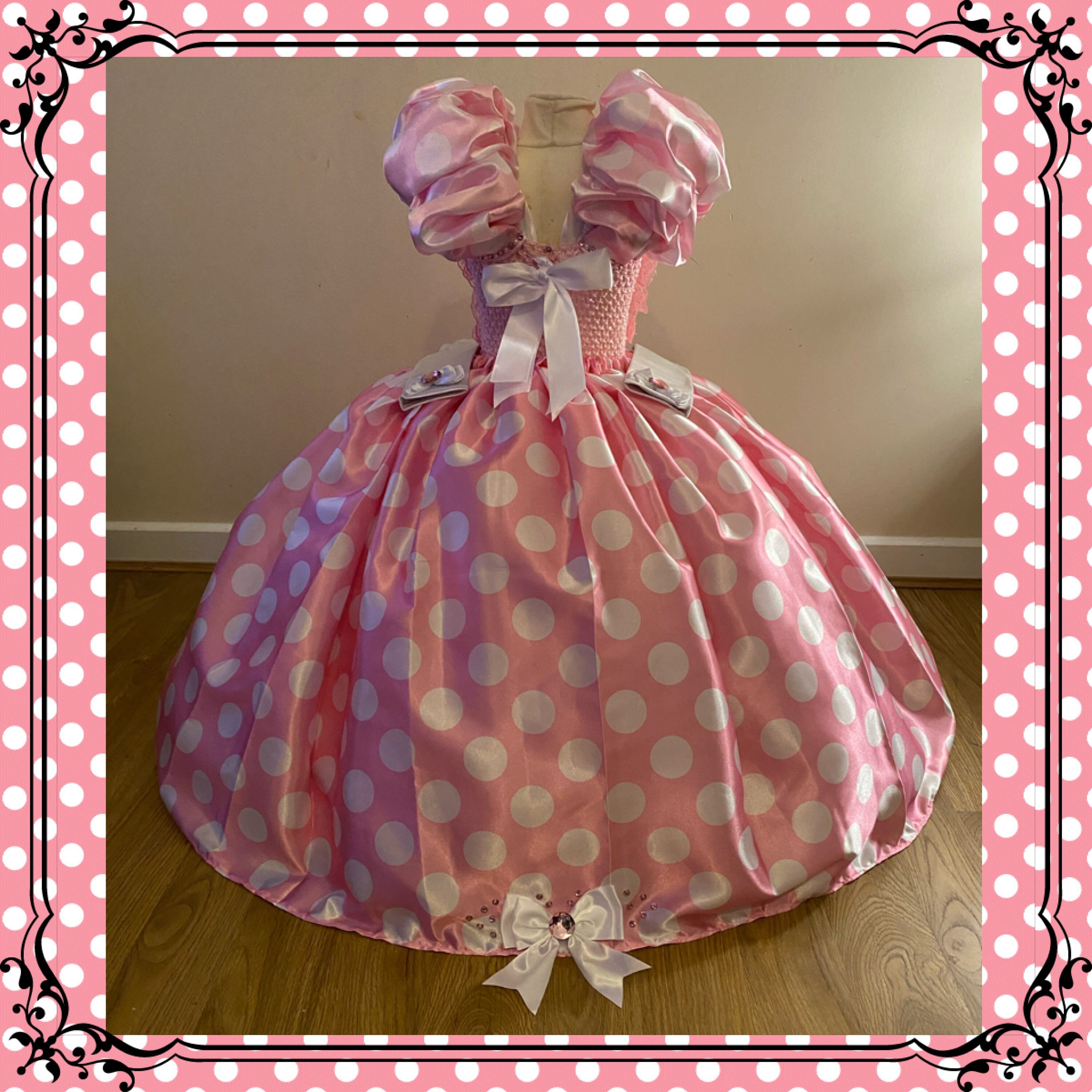Luxury Pink Polka Dot Minnie Mouse Princess Tutu Dress Baby Pink