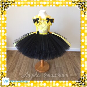Tutu Dress inspired by Emma Wiggles from The Wiggles! Hair Clip Bow Yellow & Black Tutu Dress Party Pageant Birthday Halloween Costume