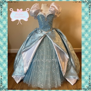 The Snow Queen Frozen Princess Inspired Tutu Dress Elsa Costume Pageant Ball Gown Ice Blue White Snowflake Dress Glitter Sparkle Cosplay