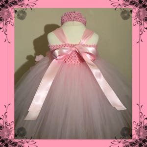 Beautiful Baby Pink Pale Pink Light Pink Flower Girl Tutu Dress Embellished with Petals. Bridesmaids Weddings Christening Special Occasions. image 9