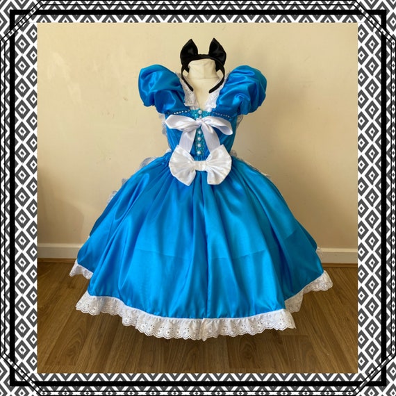 Funidelia | Déguisement Alice Deluxe pour fille Films et Cinéma, Alice au Pays des Merveilles - Déguisement pour enfant et accessoires pour Halloween, carnaval et fêtes. - Bleu
