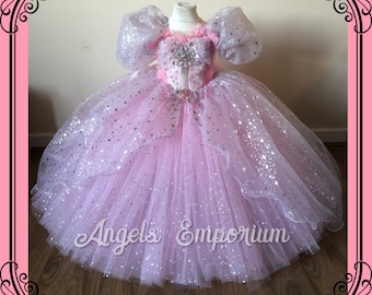 Glinda The Good Witch Inspired Tutu Dress Costume Wizard Of Oz Pink Sparkly Glitter Organza Gown Stars Pageant Ball Gown Princess Outfit