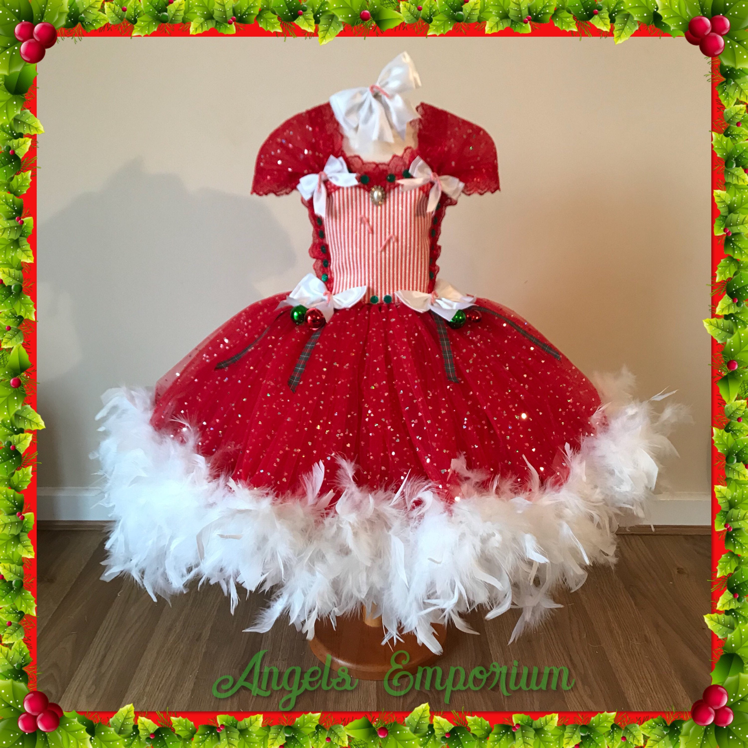 Candy Cane Christmas Party Pageant Tutu Dress Red White Etsy UK