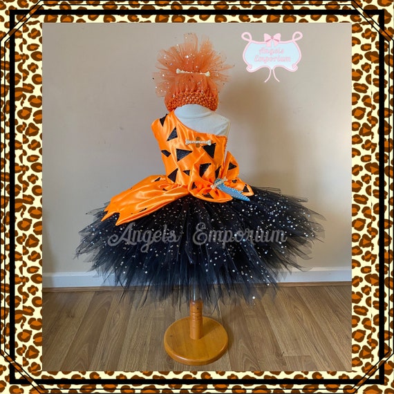 pebbles flintstone orange dress Pebble Costume for Baby, Flinstones Birthday Party Dress