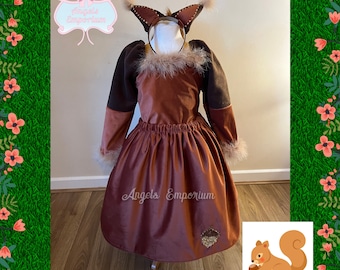 3-teiliges Eichhörnchen-Kostüm-Set – Kopfband Mit Ohren, Plüschschwanz & Fliege – Braunes Tierkostüm Für Kinder – Für Geburtstage, Halloween & Cosplay
