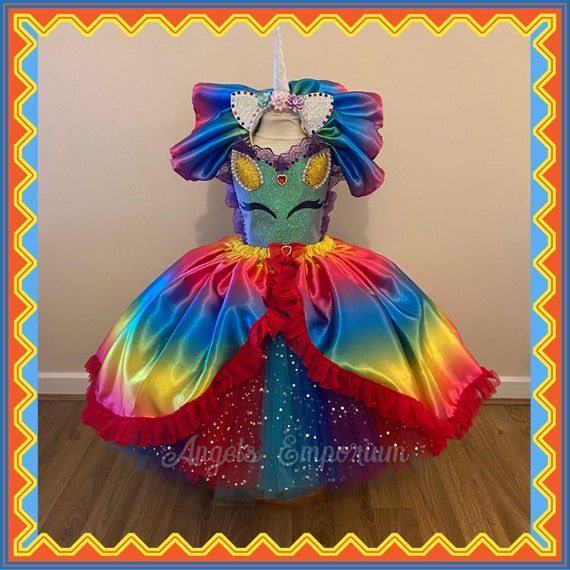 Luxus Regenbogen Einhorn Tutu Kleid Zauberhaftes Pony Kostüm Pageant Queen  Ballkleid Stirnband Sparkly Party Kleid Geburtstag | Kunstdrucke