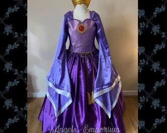 The Evil Queen Tutu Dress Snow White Stepmother Purple Satin Pageant Ball Gown Halloween Costume Cosplay Party
