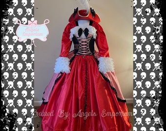 Zombie Pirate Princess Tutu Dress Captain Hook Peter Pan Halloween Costume Birthday Party Satin Ball Gown Red Sparkly Pageant Cosplay
