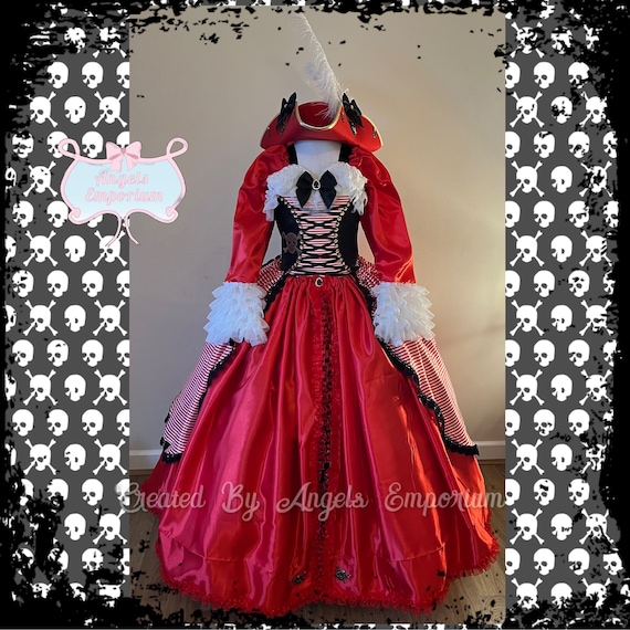 Zombie Pirate Princess Tutu Dress Captain Hook Peter Pan Halloween Costume  Birthday Party Satin Ball Gown Red Sparkly Pageant Cosplay - Etsy