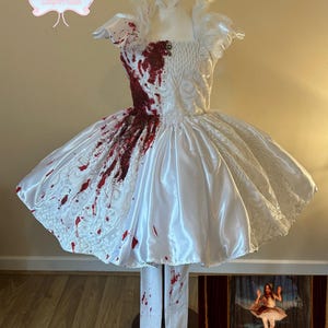 Blood Soaked Horror Film Abigail Ballerina Vampire Movie Halloween Costume Party Tutu Dress Swan Lake Feathers Bloody Tights Scream