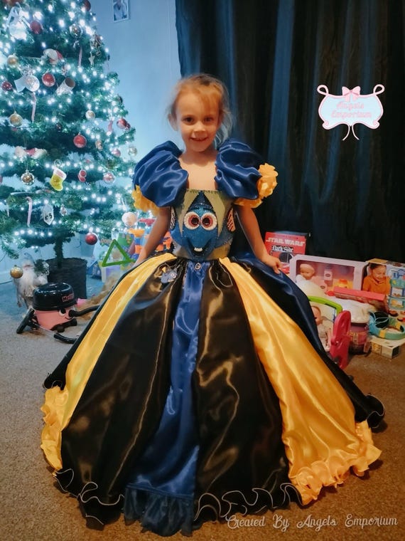 Finding Dory Nemo Inspired Tutu Dress Cosplay Halloween Costume Glitter Sparkles Pageant Birthday Party Dress Fish Royal Blue Black Yellow Finding Dory Nemo Inspired Tutu Dress Cosplay Halloween Costume Glitter Sparkles Pageant Birthday Party Dress Fish Royal Blue Black Yellow