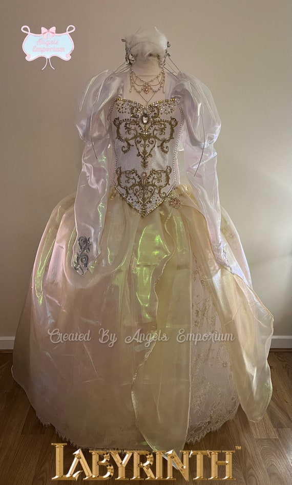 Labyrinth Sarah Williams Inspired White Princess Tutu Dress Pageant Ball Gown Cosplay 80's Fantasy Movie Halloween Costume