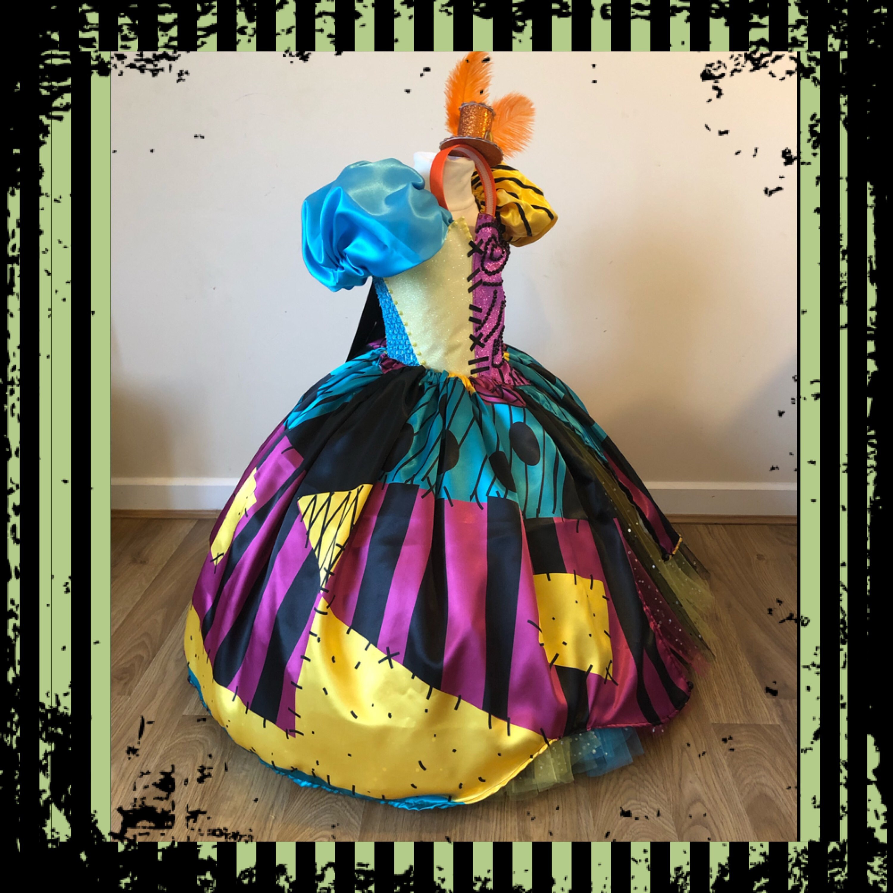 sally's dress was made of beautiful satin Sally the Nightmare Before Christmas Tim Burton Inspired Tutu Dress  Halloween Costume Birthday Party Pageant Princess Ball Gown Patchwork