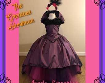 The Greatest Showman The Bearded Lady Caberet Musical Tutu Dress Theatrical Cosplay Costume Stageshow Gown Pageant Plum Purple Burgundy Pink