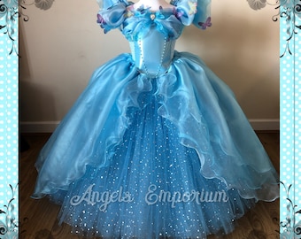 New Cinderella Inspired Blue Sparkly Tutu Dress Embellished